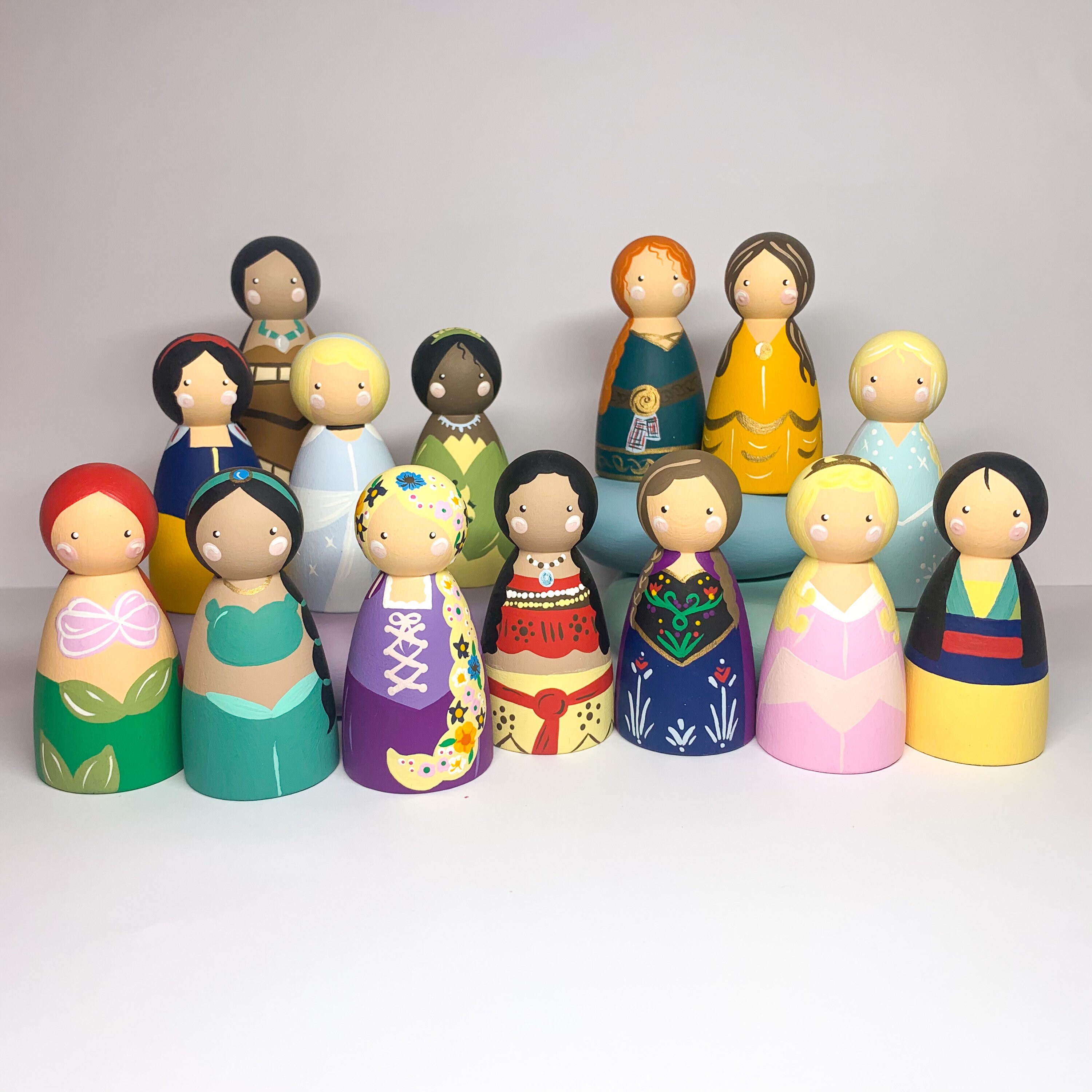 Princess wooden peg doll dolls | Etsy