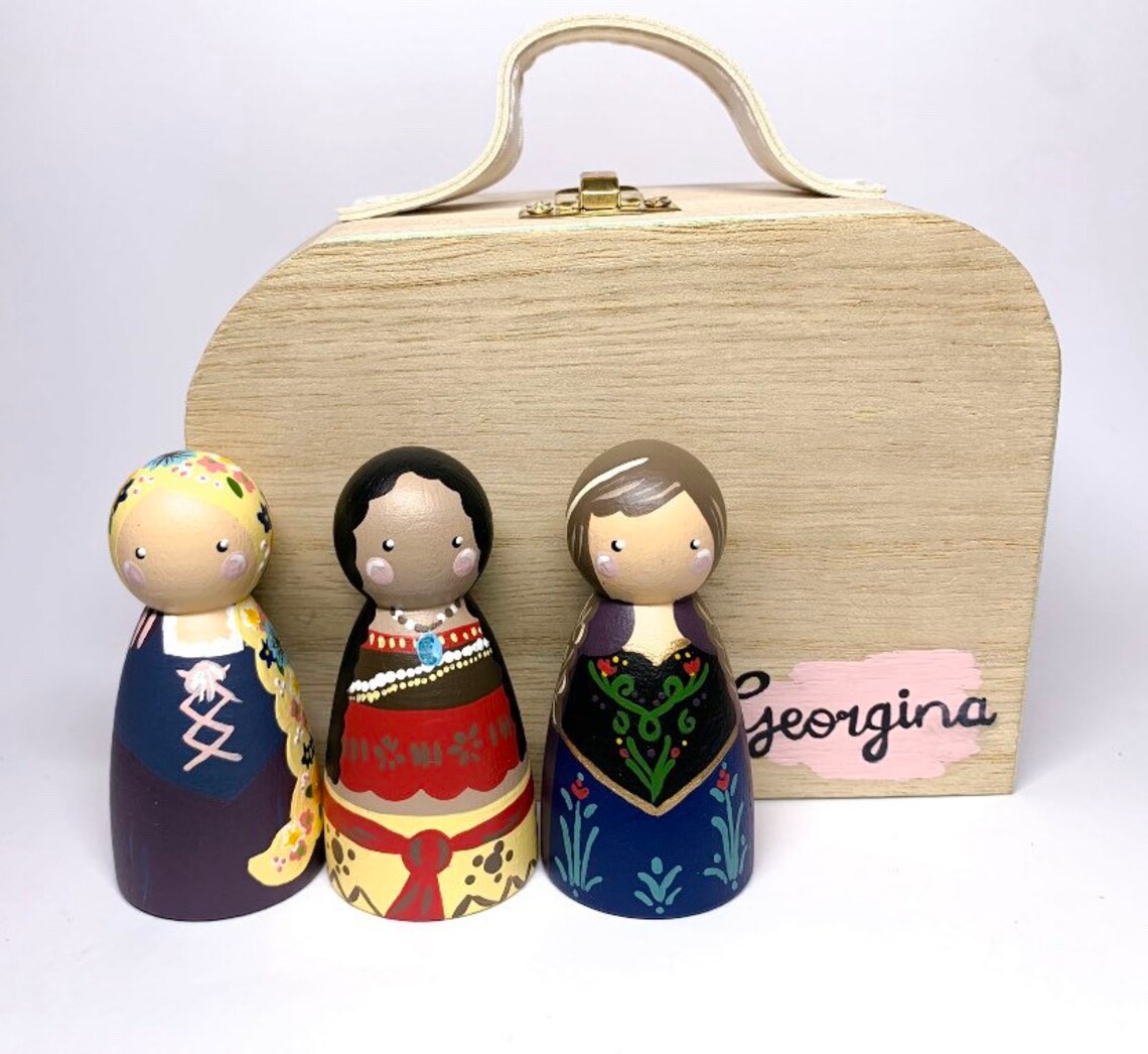 Princess wooden peg doll dolls | Etsy