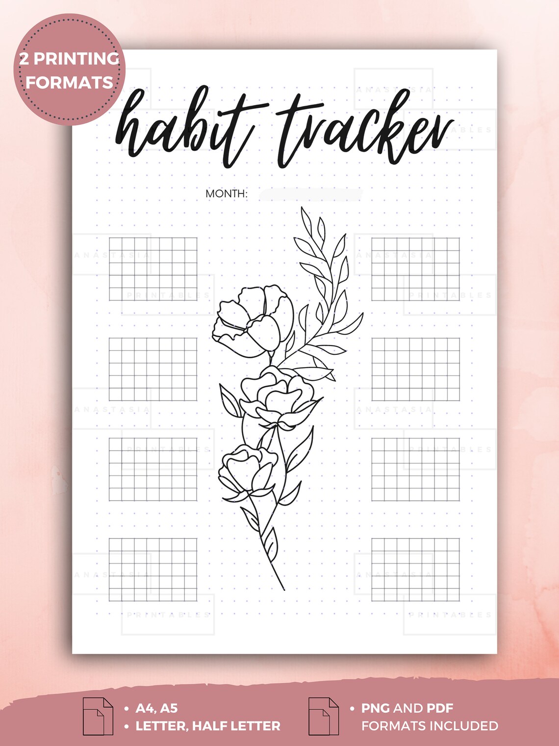 Habit Tracker Printable Monthly Habits for Bujo or Planner | Etsy