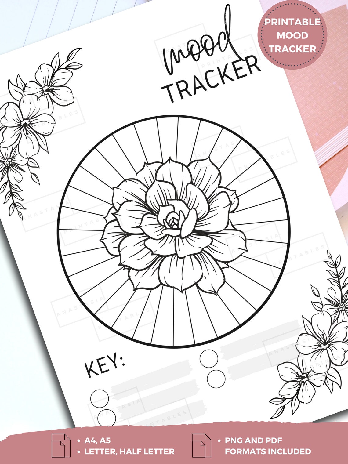 Printable Floralthemed Mood Tracker A4 A5 Letter&Half Etsy