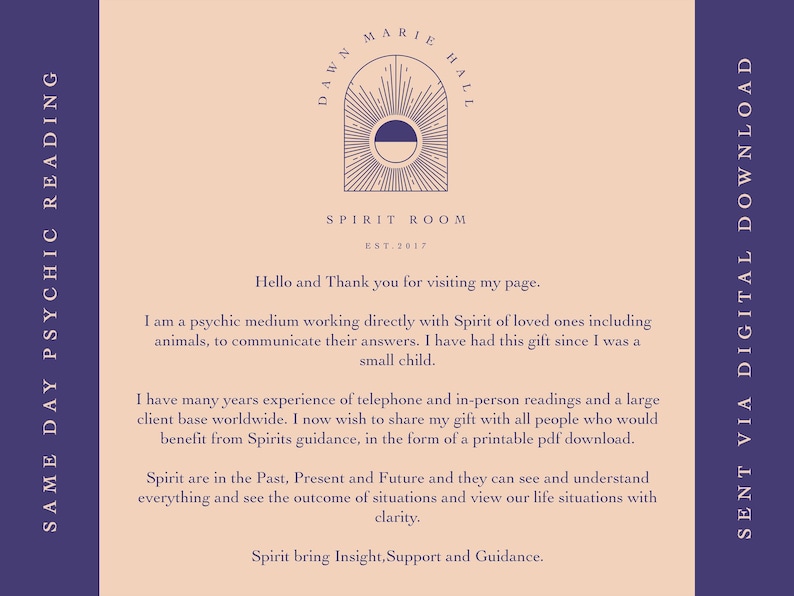 Lectura psíquica clarividente el mismo día por Dawn Hall (descarga digital) imagen 2