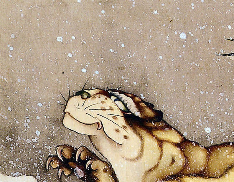 Snow Leopard Japanese print poster canvas art print poster for Etsy