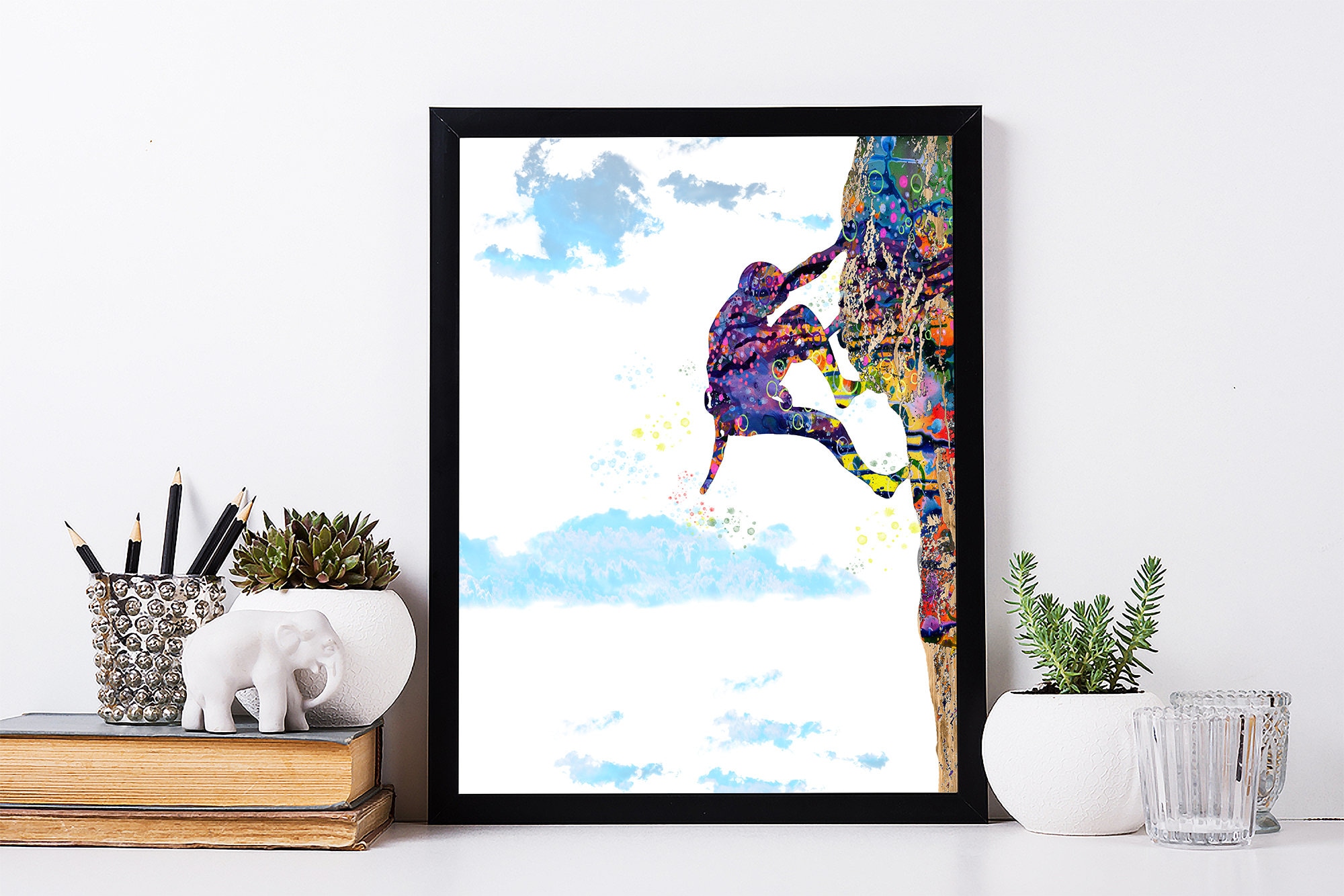 Rock climbing extreme sport poster canvas art print poster for Etsy