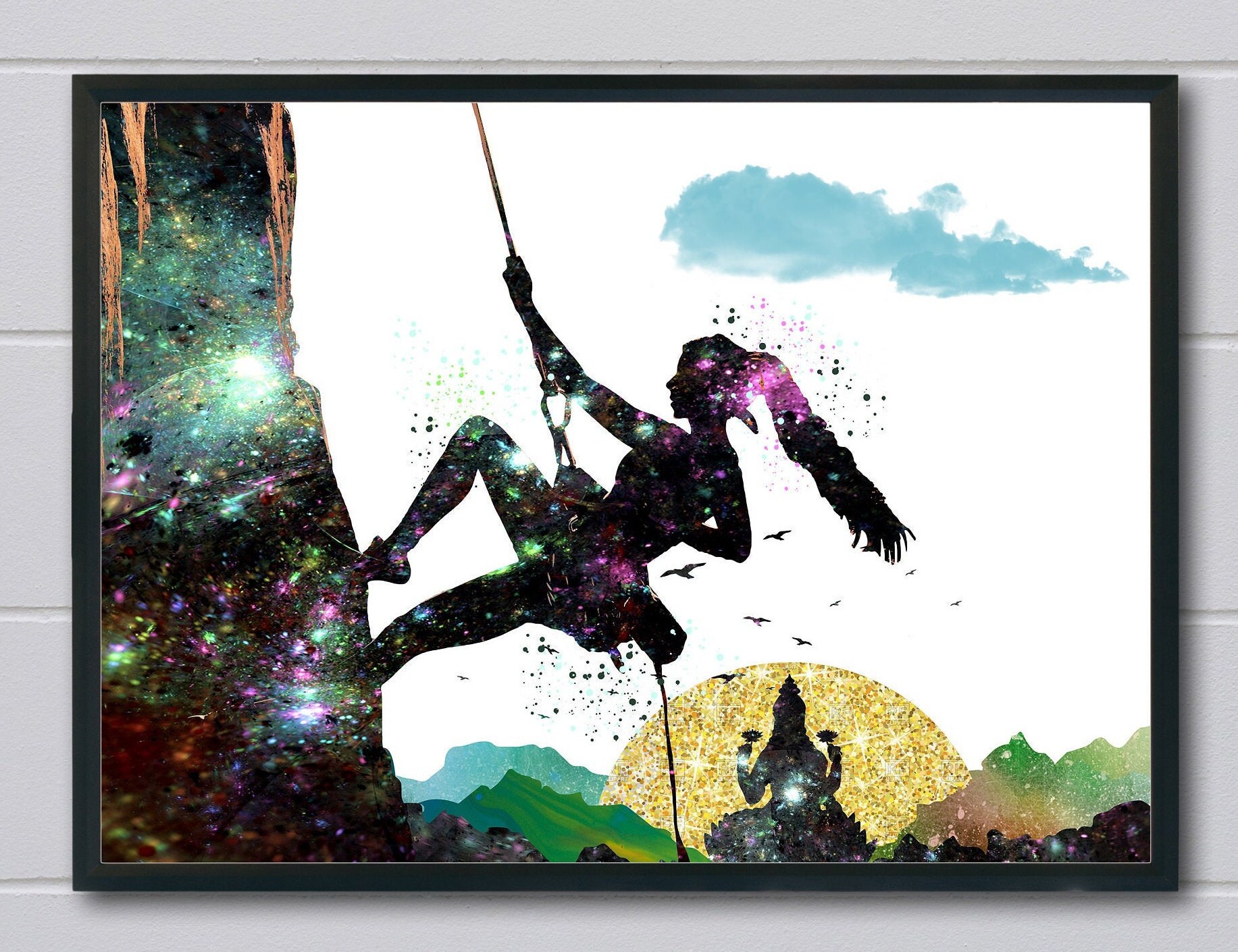 Rock climbing extreme sport poster canvas art print poster for Etsy