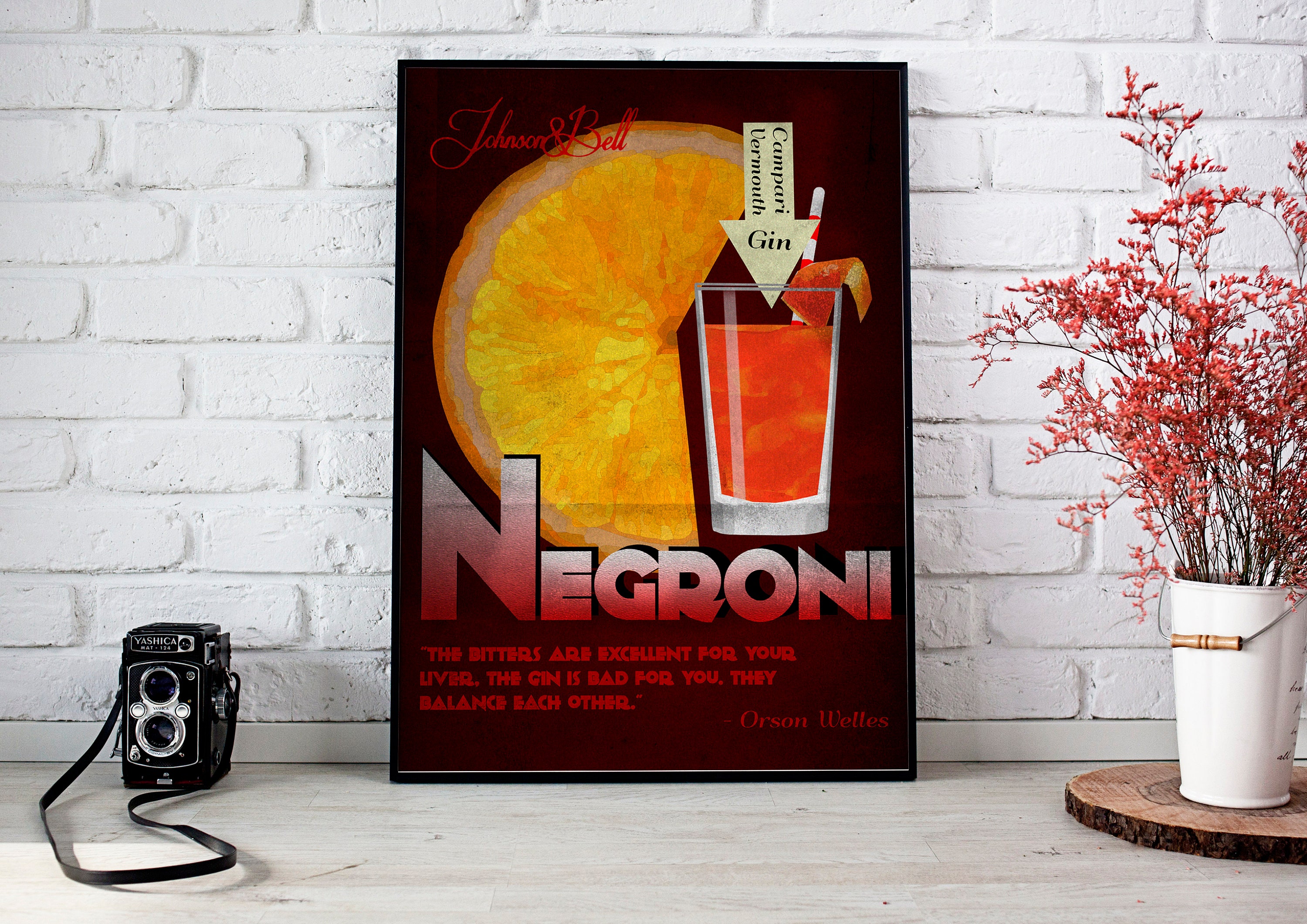 Negroni cocktail poster print poster canvas art print poster | Etsy
