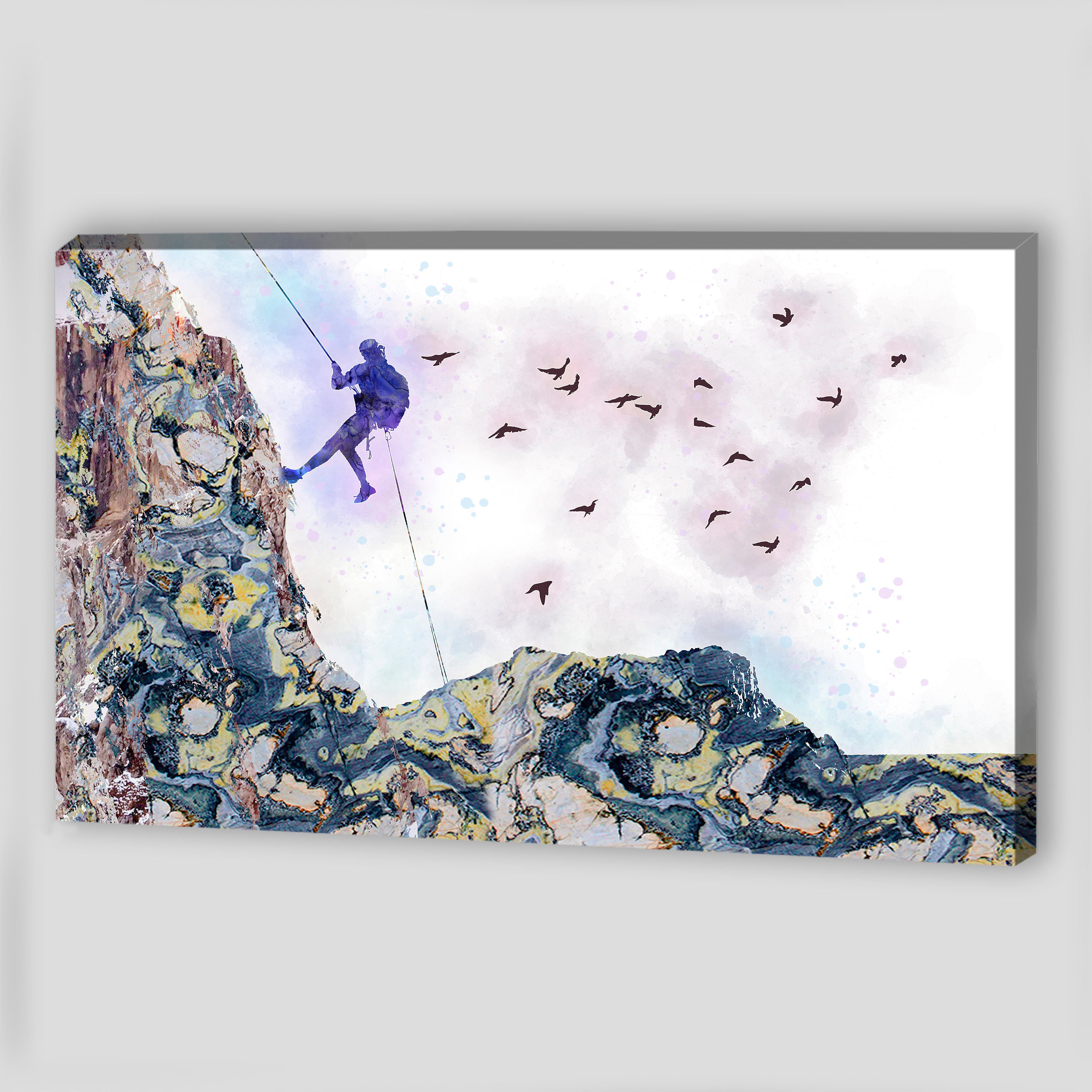 Rock climbing extreme sport poster canvas art print poster for Etsy