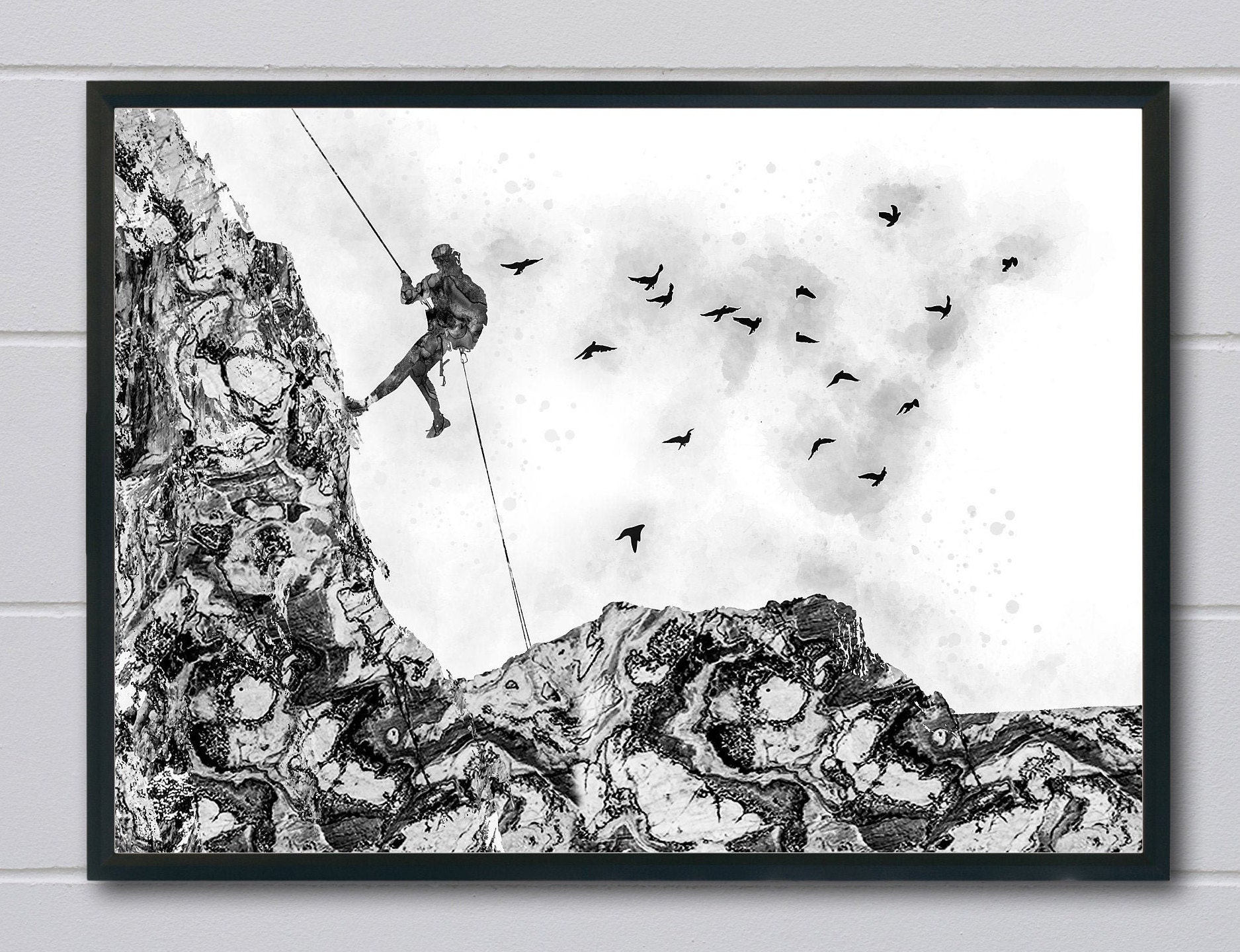 Rock climbing extreme sport poster canvas art print poster for Etsy