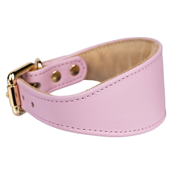 Collar de perro rosa personalizado para Whippet, etiqueta de perro grabada, collar de perro ancho de cuero premium personalizado para niña, collar de cachorro niña