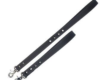 Dog Leash Matching to Collars, Strong and Secure Dog Leash, Leather Leashes with Nickel-Plated Hardware, Steel Grey Color