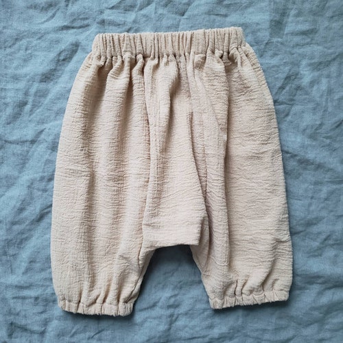 Harem Baby Trousers From Muslin Cotton Elastic Waist Pants Etsy