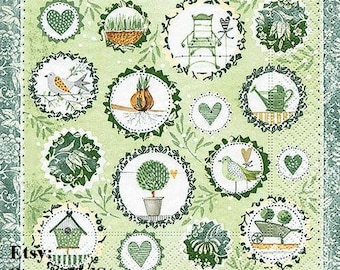 5 Paper Party Napkins Herbs Garden Pack of 5 3 Ply Serviettes
