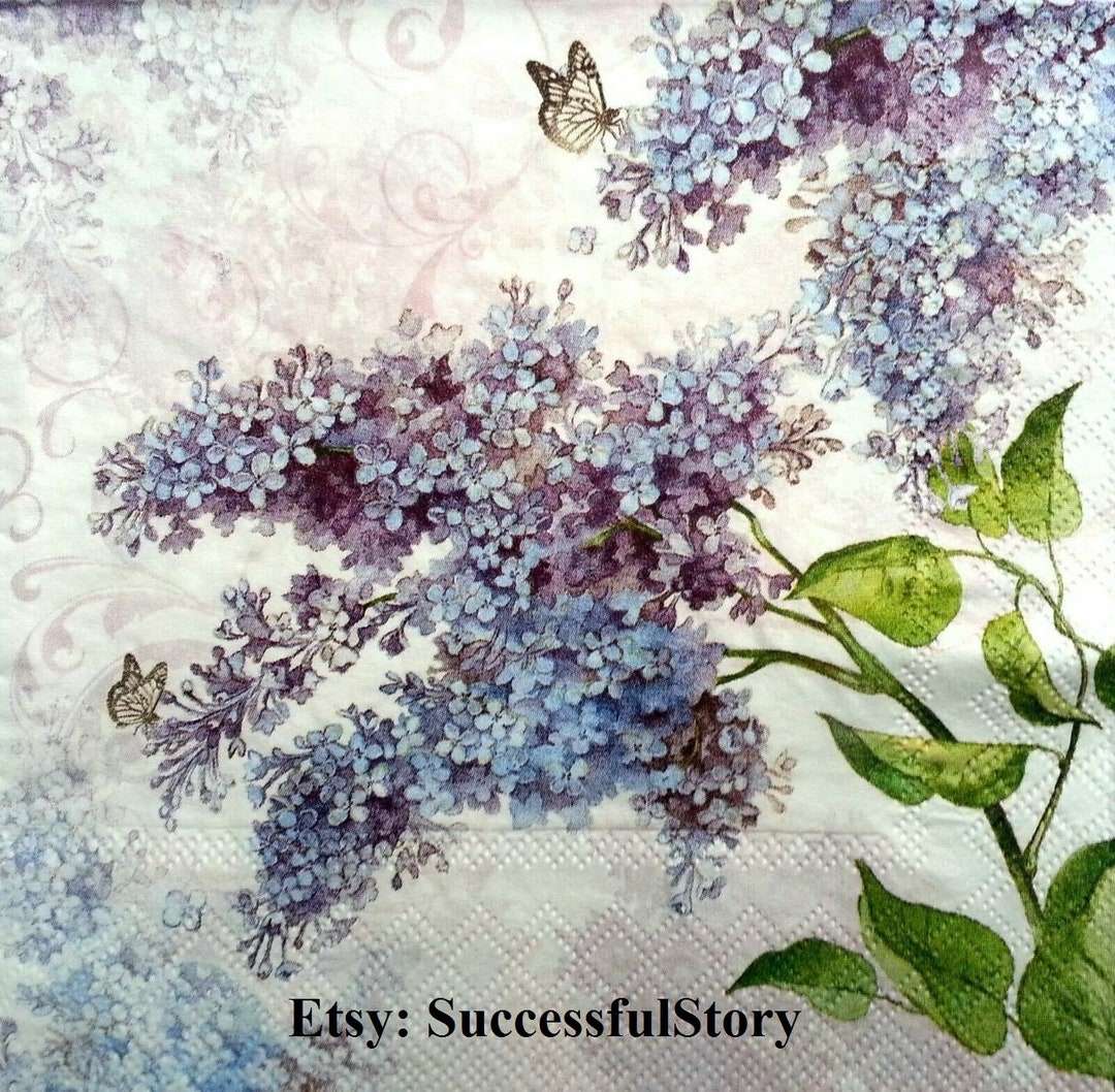 4 LILAC PAPER NAPKINS for Decoupage Paper Serviettes Paper Etsy