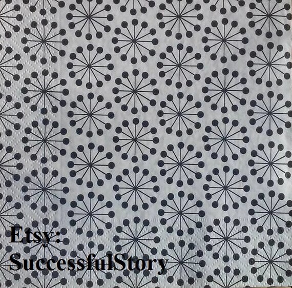 4 Geometric Paper Napkins For Decoupage Paper Serviette Black White Decoupage Napkins Geometric Oriental Motif Decorative Napkins Collage