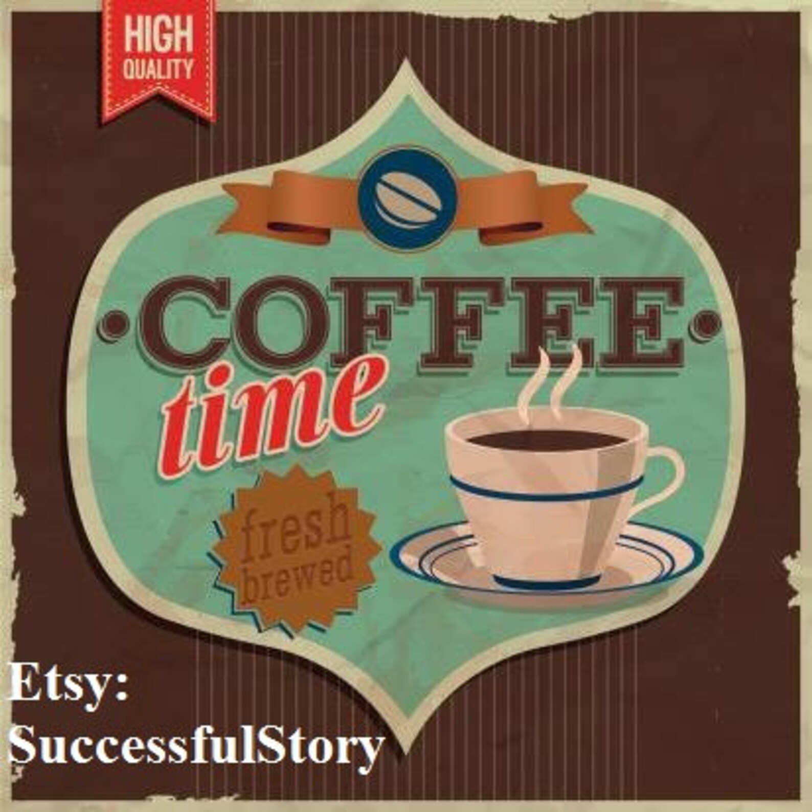 4 Coffee Cup Decoupage Napkins Brown Green Paper Napkins Etsy