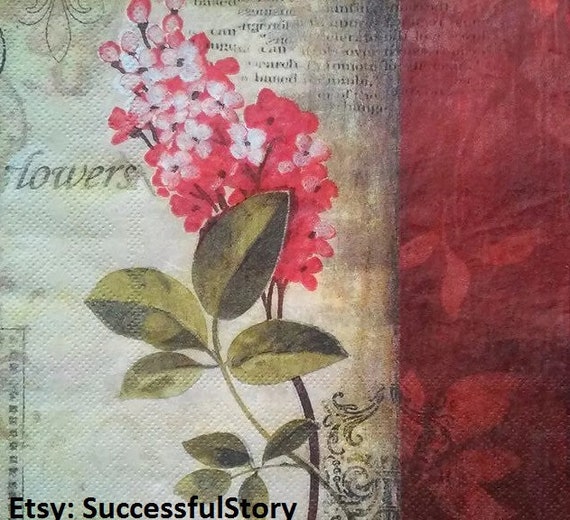 5 Vintage Decoupage Napkins Vintage Floral Paper Napkins for Etsy