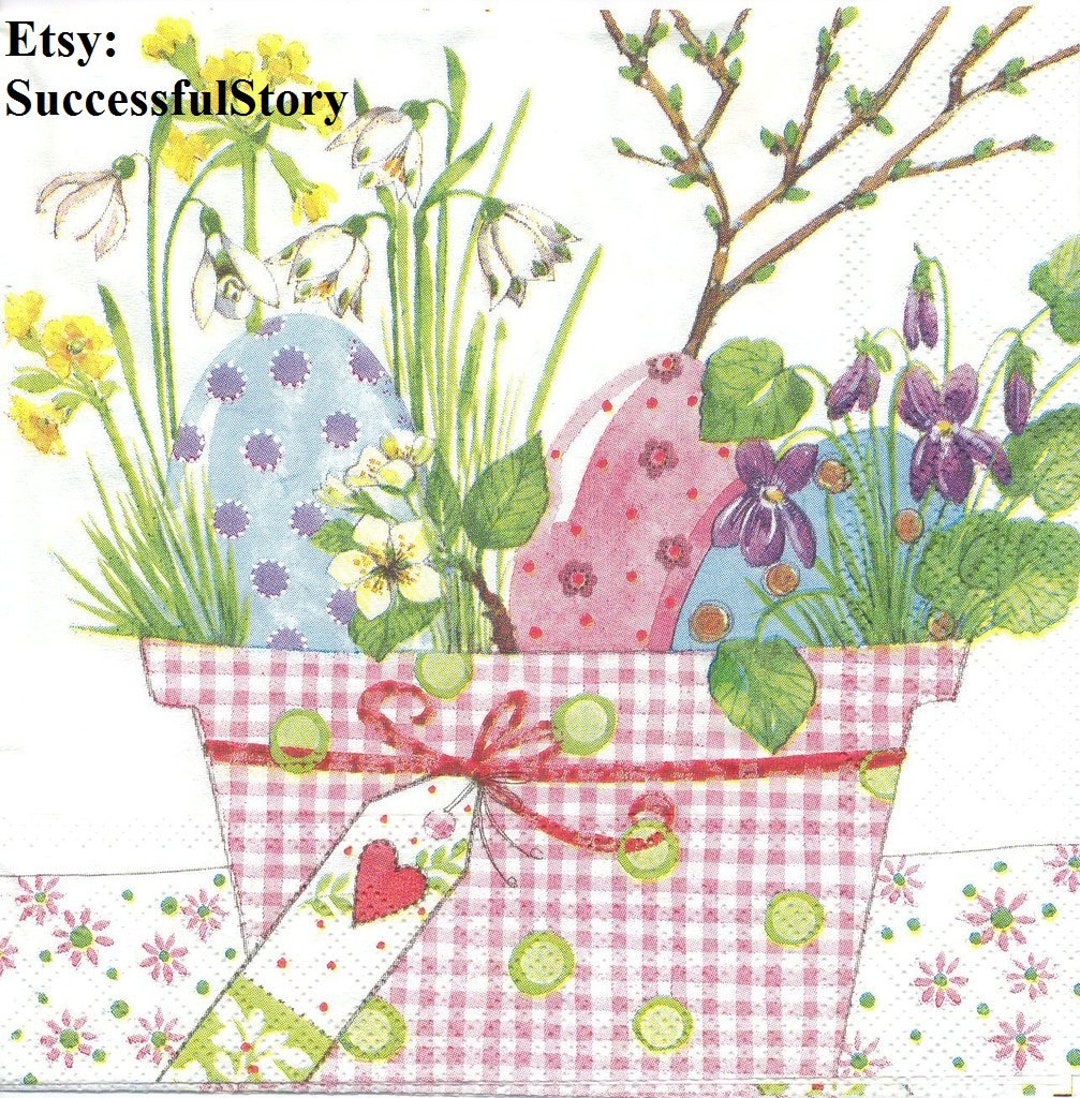 4 Easter Decoupage Napkins Easter Napkins Easter Eggs Paper Napkins for