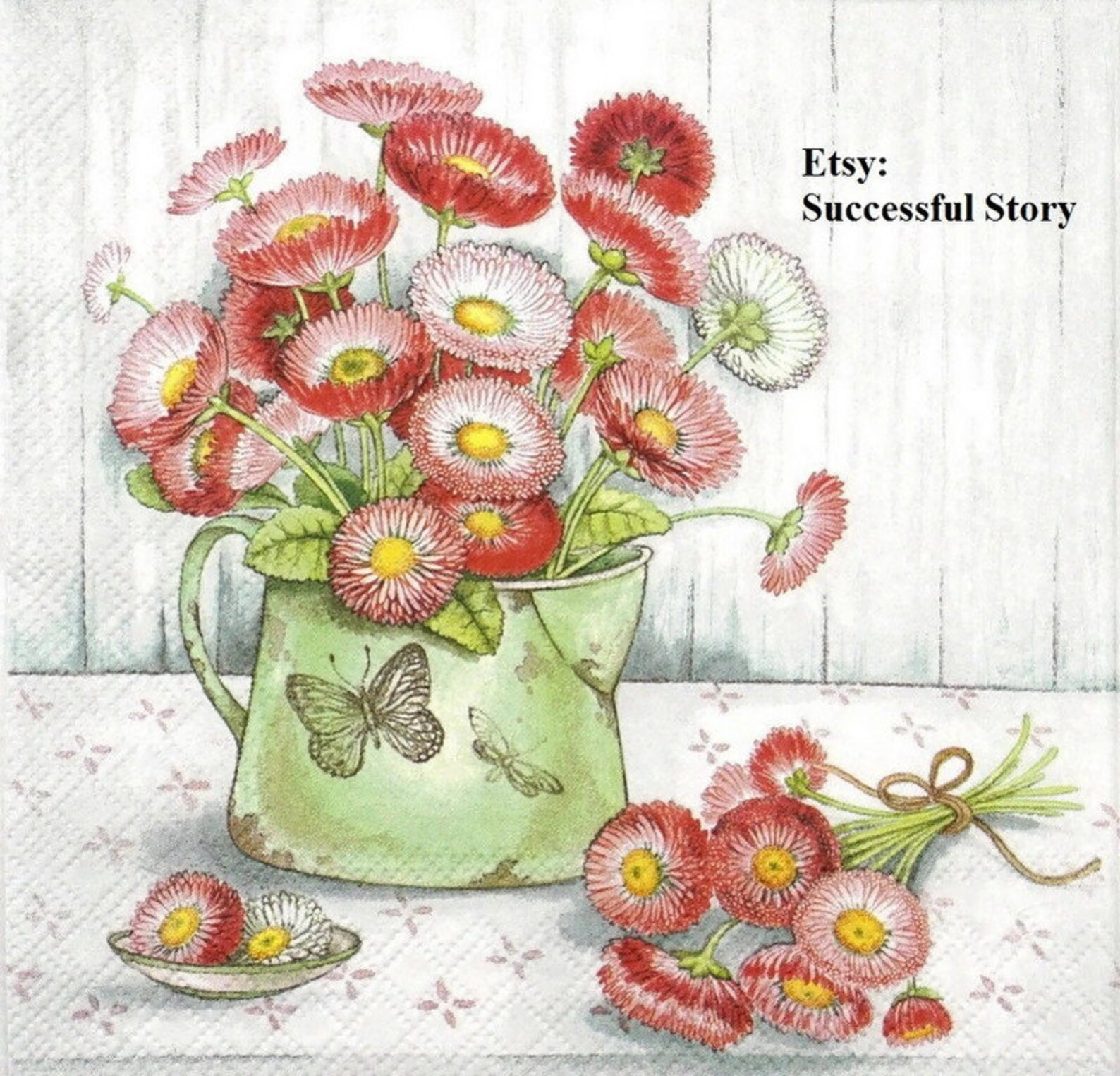 4 Daisy Paper Napkins for Decoupage Vintage Paper Serviette Etsy