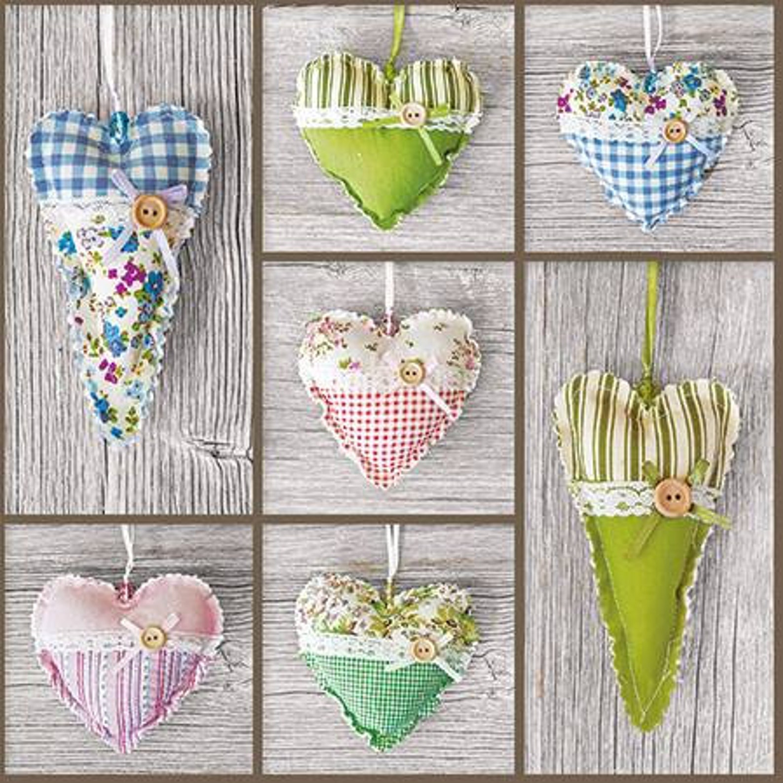 5 Hearts Decoupage Napkins Shabby Chic Paper Napkins For Etsy