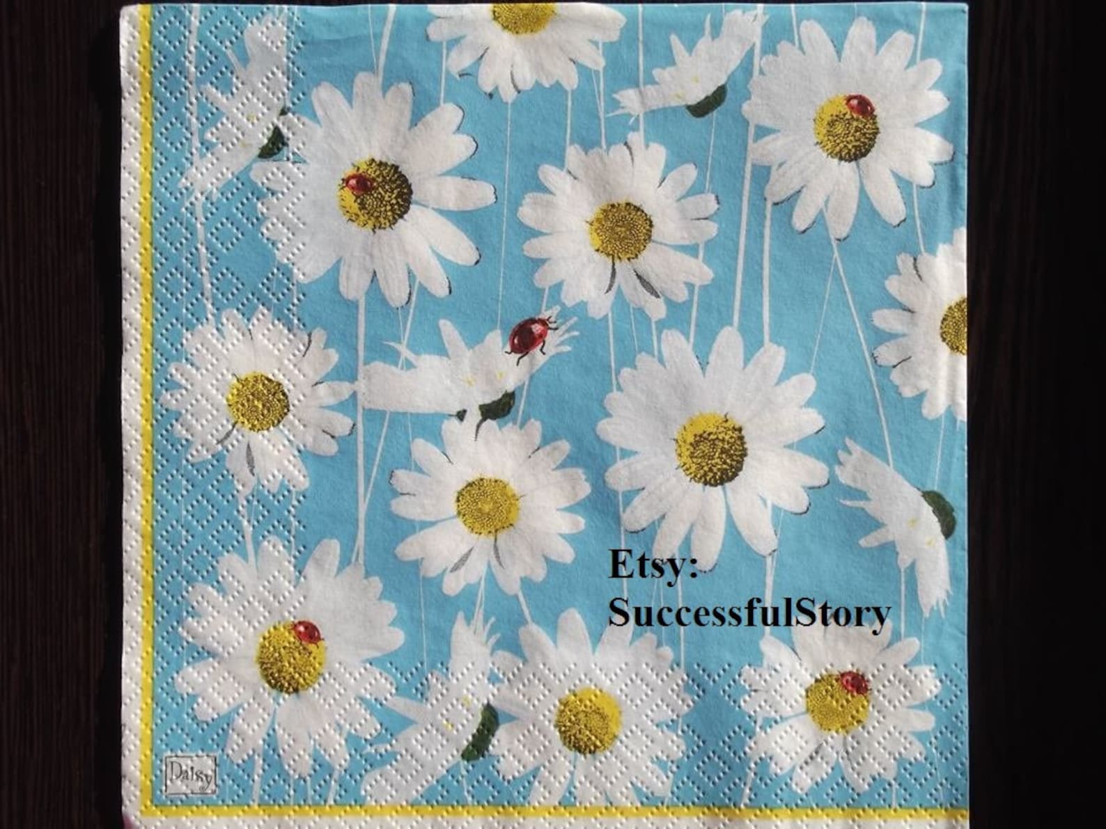 4 Daisy Decoupage Napkins Paper Serviette Floral Paper Napkins Etsy