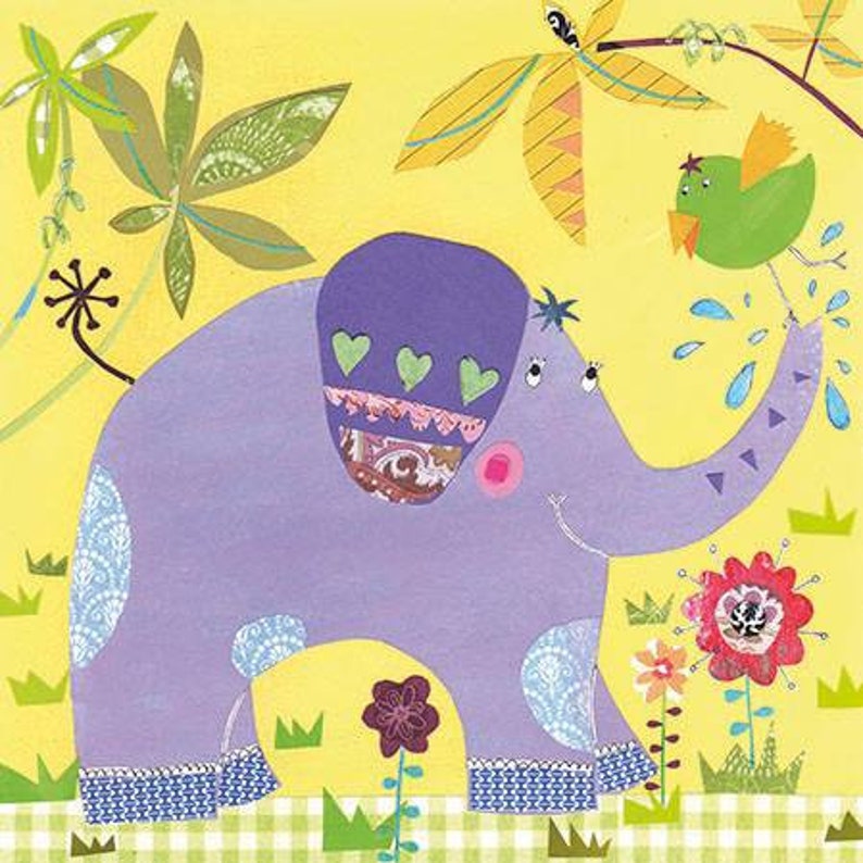 5 Elephant Decoupage Napkins Colorful Paper Decorative Napkins Etsy