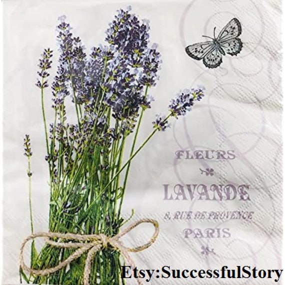 4 LAVENDER PAPER NAPKINS for Decoupage Paper Serviettes Etsy