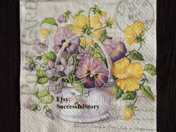 4 Solo Papel Servilletas Para Decoupage Otoño cesta de setas