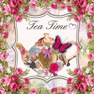 6 servetten 2 verschillende motieven, VINTAGE THEEPOT, decoupageservetten, bloemen, papieren servetten voor decoupage, roze bloemen, papieren servet, servetten