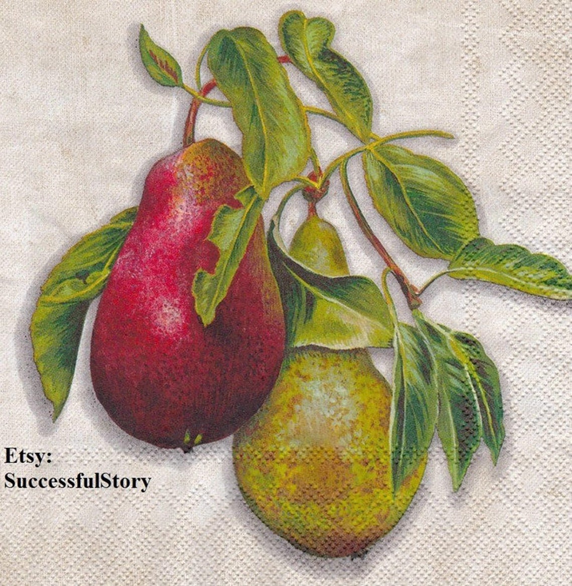 4 Pears Paper Napkins Apples Decoupage Napkins Fruits Paper Etsy