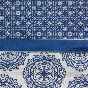 5 Niebieski Biały Wzór, PAPIEROWE SERWETKI Do Decoupage, Biały Granatowy, Serwetki Decoupage, Geometryczne, Azjatyckie Serwetki Papierowe, Motyw Orientalny