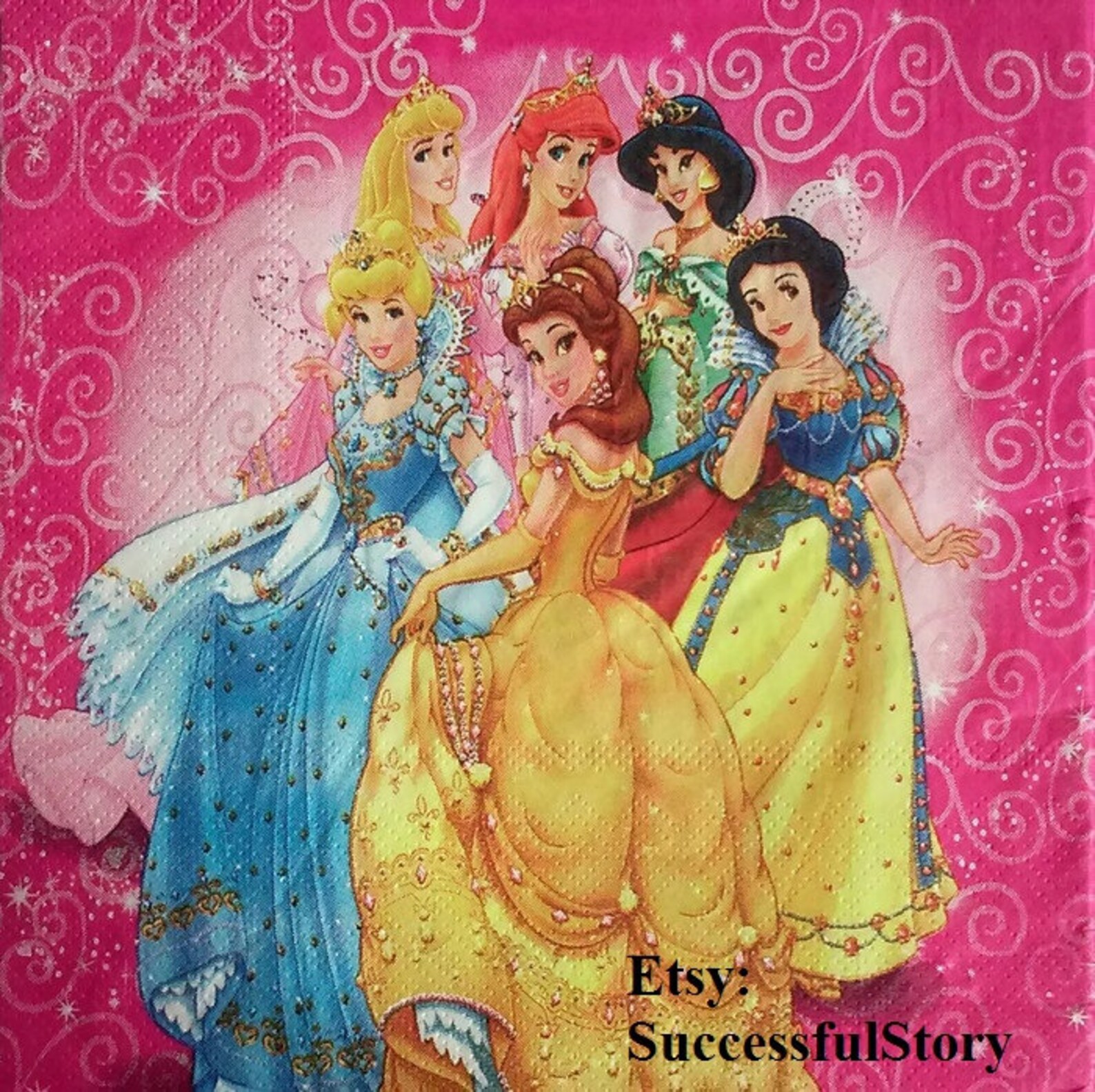 5 Princess Paper Napkins For Decoupage Baby Shower Birthday Etsy