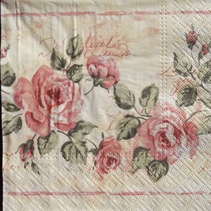 6 guardanapos com 3 motivos diferentes, ROSAS PASTEL, guardanapos de papel para decoupage, guardanapos de decoupage de rosas pastel, guardanapos de papel margarida, papercraft