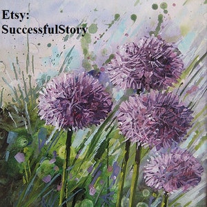 4 ALLIUM FLOWER, DECOUPAGE Napkins, Purple Floral, Paper Napkins For Decoupage, Lavender Blossom On The Green, Paper Serviettes, Papercraft