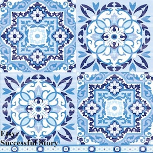 4 Decoupage Servietten Morokkanische Fliesen Mosaik Papierservietten Für Decoupage Mixed Media Art Boho Servietten Blau Marine Farben Muster Papierserviette