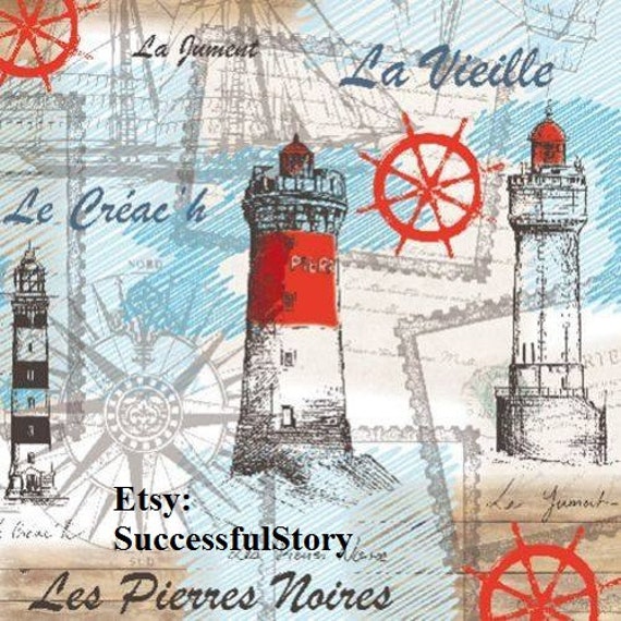 5 Decoupage Napkins LIGHTHOUSE Paper Napkins for Decoupage Etsy