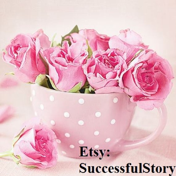4 Cup Of Roses Paper Napkins Serviettes Craft Supplies Decoupage Napkins New