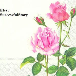 ROSES 16napk 3motf, PAPER NAPKINS For Decoupage, Floral Paper Serviette, Roses Design, Decoupage Napkins, Roses Motif, Decoupage Paper, Rose