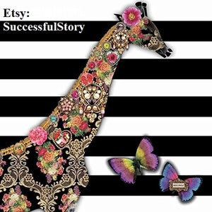 5 GIRAFFEN DECOUPAGE-SERVIETTEN, Animal Print, Blumen Papierservietten, Bunte Papierservietten Für Decoupage, Dekorative Servietten, Seidenpapier