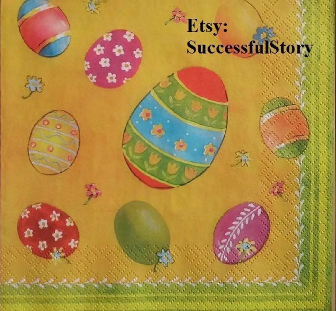 4 EASTER Decoupage Napkins Easter Napkins Easter Eggs Paper Etsy