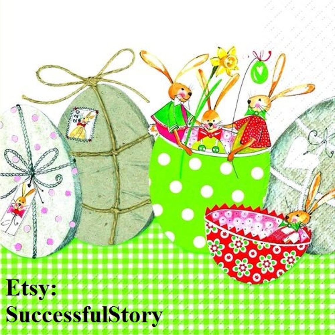 5 Easter Decoupage Napkins Easter Napkins Easter Eggs Paper Etsy