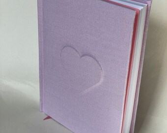 Mängelexemplar: Handgemachtes Notizbuch mit Cover aus Stoff und 3D Herz,ca. 14,5cm x 10,5, 80 Seiten, blanko-matt Premium Papier