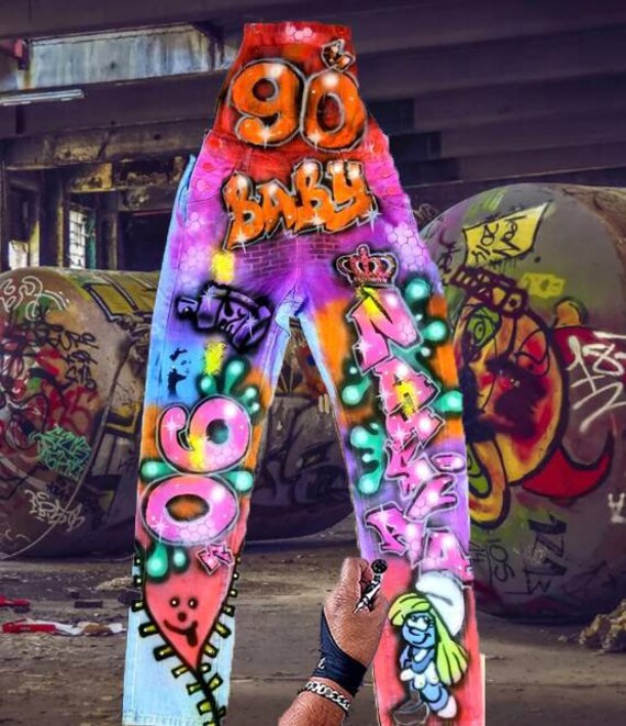 ON SALE Airbrushed UV Glow Hip-hop 80s 
