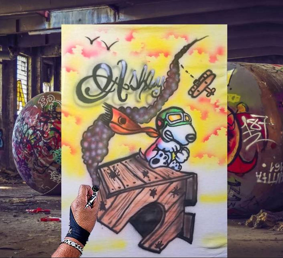 Airbrushed Snoopy Tshirt Graffiti Styled With Any Name or Etsy