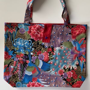 Sac de courses Paon Paon bleu et rouge