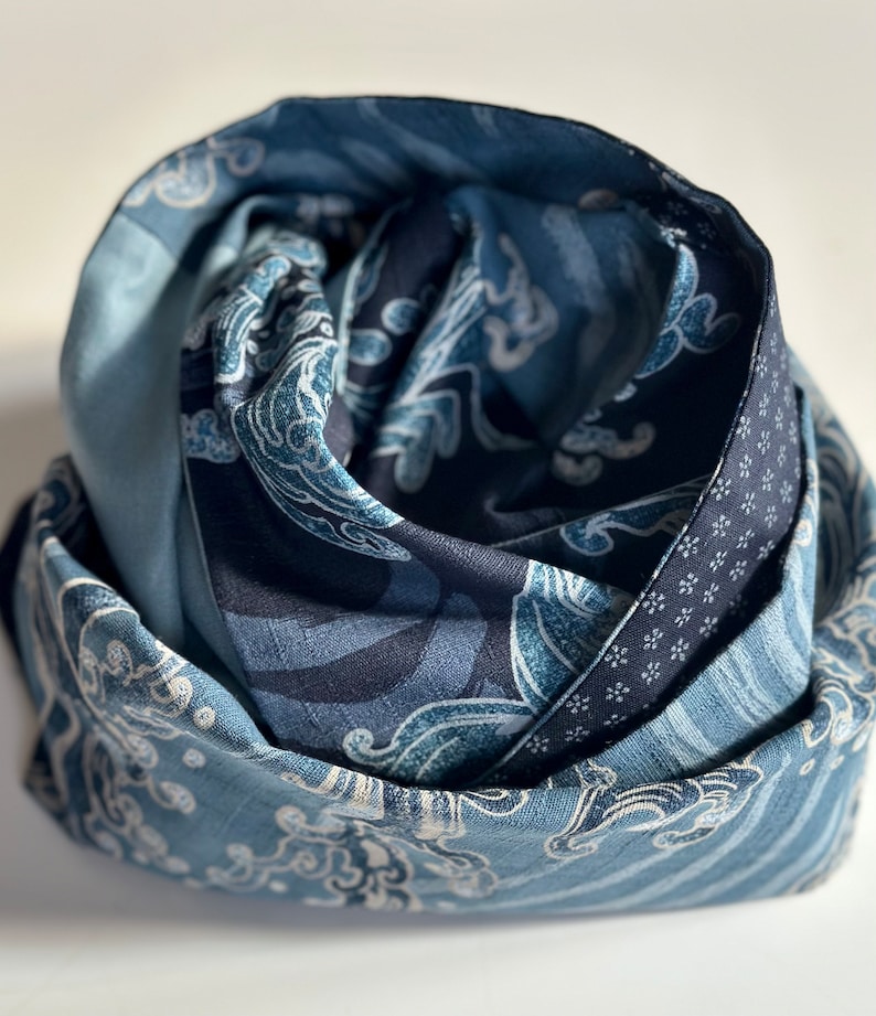 Seigaiha bleu / Vagues Modernes Bleues Snood Homme image 2