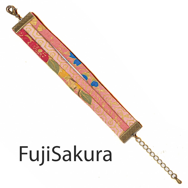 Bracelet en tissu japonais fleuris