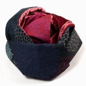 Snood Donna Velluto di seta Fucsia e Navy immagine 1