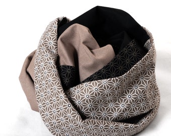 Asanoha Black & Taupe Men's Snood