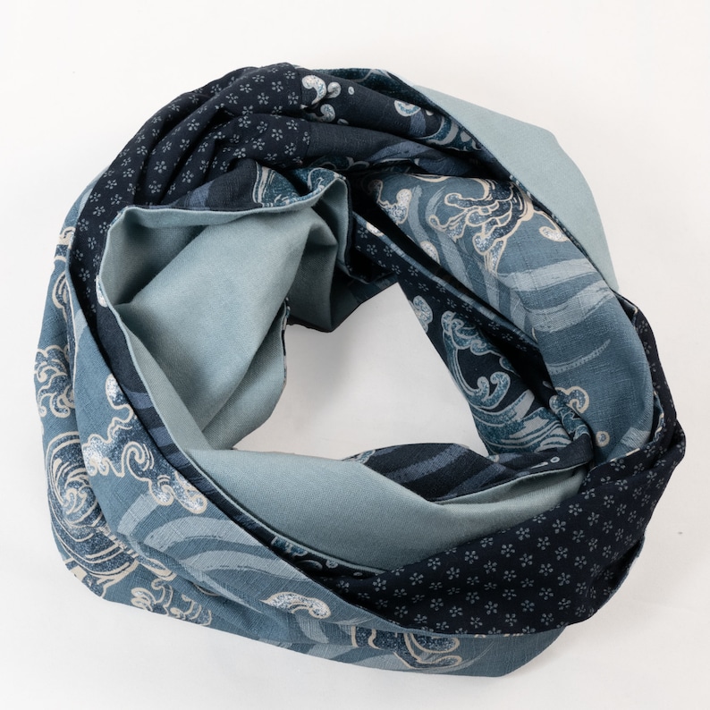 Blue Seigaiha / Blue Modern Waves Men's Snood image 7