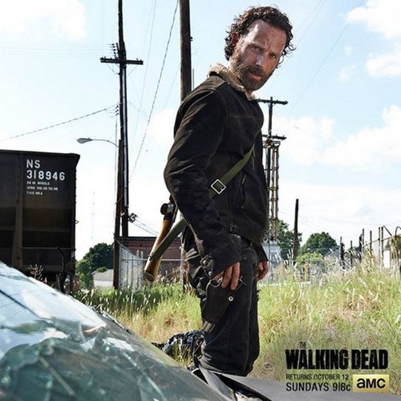 Rick Grimes Cot Python SS 38-4 Walking Dead Rick Grimes Style Black Basketweave Leather Swivel ...