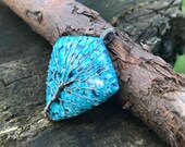 Silver Tree of life triangle wire wrapped agate stone necklace pendant unique gift for mom blue white stone modern necklace